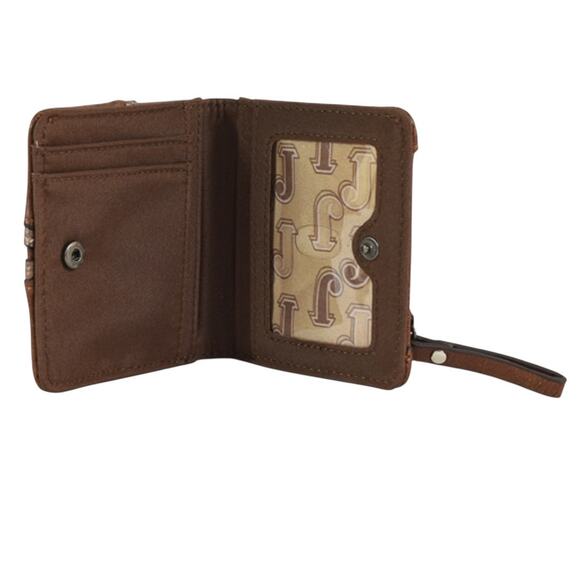 NWT! Justin Turquoise Naja Concho Brown Western Bifold Wallet - Picture 2 of 5